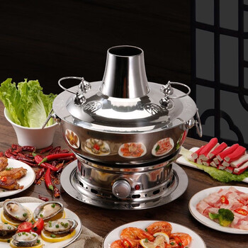 Shantou lincun copper hot pot charcoal extra thick old beijing hot pot special mandarin duck pot old household handmade copper pot copper stove commercial 1cm natural color extra thick 28cm