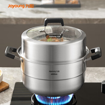 Joyoung steamer 304 stainless steel high arch cover large capacity double-layer steamed buns steamed buns stew pot universal stove 28cm