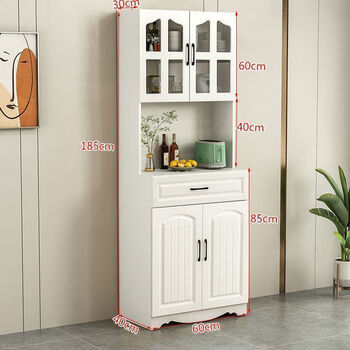 Baichao european style kitchen sideboard simple cupboard simple storage cabinet living room cabinet dining room tea cabinet multi-functional wine cabinet double door white cabinet + white cabinet door goods delivered to home self-installation