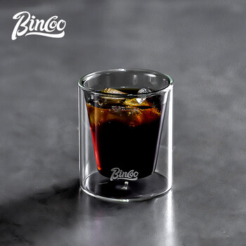 Bincoo double-layer coffee cup tasting cup anti-scalding espresso cup milk coffee ice american cup high-value glass cup