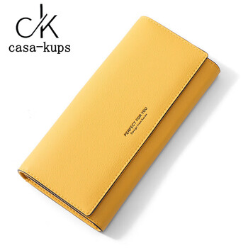 Casa-kups card holder yellow wallet versatile new women's long clutch bag simple fashion wallet women's solid color yellow