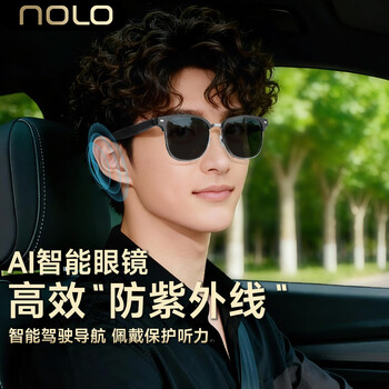 Noloai smart glasses simultaneous interpretation wireless bluetooth audio glasses meeting records ai dialogue touch voice assistant metal frame sunglasses