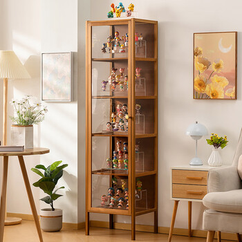 Trojan figure display cabinet blind box display cabinet acrylic display box transparent glass toy snack storage rack three sides transparent dustproof brown-six layers