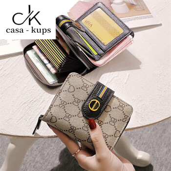 Casa-kupsck small wallet women's short card holder all-in-one bag women's 2025 new wallet large capacity multi-card slot black 17 card slots