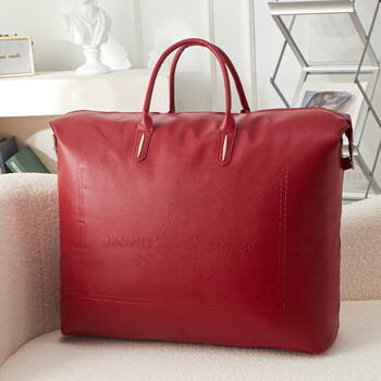 Fantasy wedding storage bag, leather bag, velvet quilt, silk quilt, special winter quilt gift packaging, medium size 55*40*16cm, 35kg quilt, swan style-burgundy