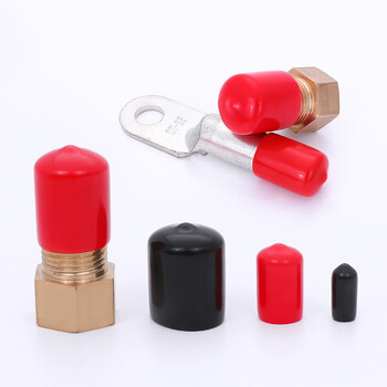 Pulijie rubber sheath rubber cap rubber protective sleeve thread protective cap plastic cover rubber plug plastic sleeve rubber sleeve inner diameter 24mm red 200 pack