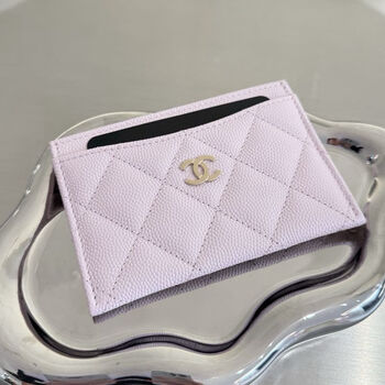 Second-hand 99 new unused chanel (chanel) pink card holder lychee leather 32k accessories dust bag card