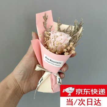 Haofanjie pocket bouquet, small bouquet, mini meet bouquet, new year's gift, roses, dried flowers, fake flowers, immortal flowers, romance in the pocket, pink roses bouquet