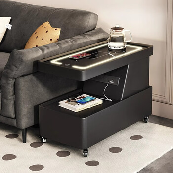 Smart sofa side cabinet, creative side table, living room 2025 new high-end coffee table with wheels, movable side table, smart model/with power strip + three-color lamp + wireless charging 40*90*60cm / six colors optional--contact customer service