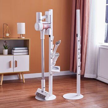 Kyodo suitable for dyson vacuum cleaner holder dyson storage rack v6v7v8v10v11 punch-free floor-standing storage rack xiaomi upgraded buried wire model white