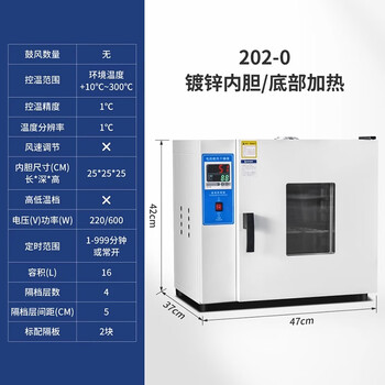 Electric constant temperature blast drying oven laboratory small oven food dryer industrial high temperature oven drying oven 25x25x25 galvanized inner tank without blast 202-0