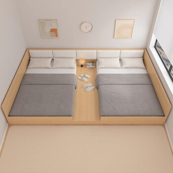 Qiuye zhuifeng solid wood tatami children's bed second child family bed parent-child bed small apartment splicing large bed small bed widened platform for customized sizes and colors, please contact online customer service