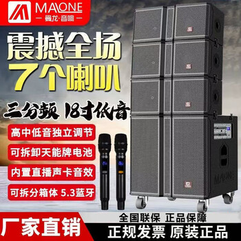 Manlong outdoor karaoke square dance audio high-end professional stage performance ultra-large volume heavy bass with sound card wireless microphone bluetooth live singing karaoke stage performance speaker w-6618 audio + microphone clip microphone + spree authentic