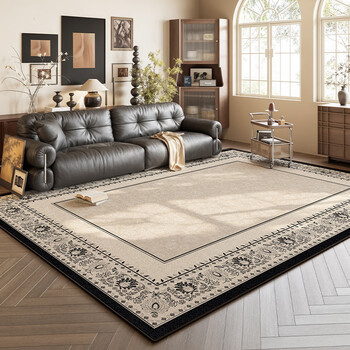 Y u-live carpet living room 2025 new american style mid-century style retro no-wash wipeable sofa coffee table floor mat bedroom bedside blanket loop pile breathable style-flowers at night 200cm*340cm thickened encrypted short velvet