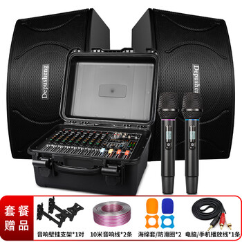 Depusheng depusheng gt10 amplifier mixer all-in-one professional high-power wireless microphone reverberation bluetooth usb air box wedding stage performance speaker 10-inch conference/ktv speaker set