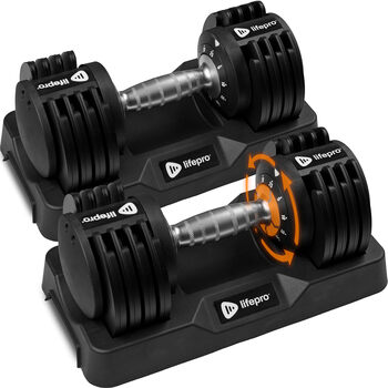 Lifepro adjustable dumbbells home fitness equipment unisex 11.3kg double loading black one size