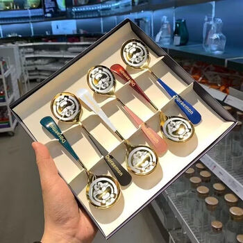 Like the boss stainless steel jingle cat starba spoon home internet celebrity boutique cute small spoon creative korean spoon ins goddess high-looking mixed colors - five - creative korean style