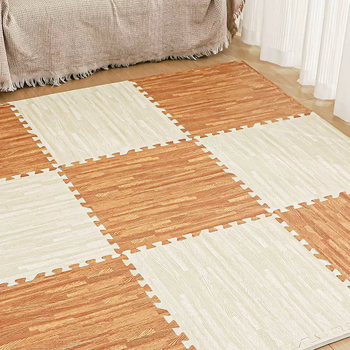 Yusenyi light luxury wood grain foam floor mat spliced tatami climbing mat thickened bedroom children crawling mat puzzle formaldehyde-free and odorless (light wood grain-white wood grain) 1-30x30x1.0cm (24 pieces for free)