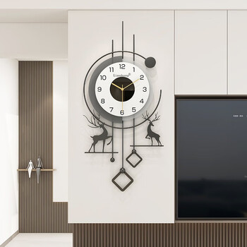Yunya creative high-end deer wall clock living room simple modern punch-free silent art wall clock new home gift fulu shuangquan wall clock 85cm*45cm special-shaped