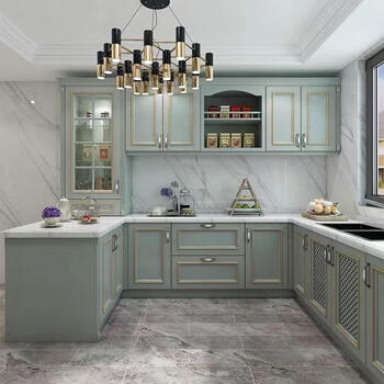 Wen yijia shenzhen european style cabinet shape overall solid wood stainless steel quartz stone military green