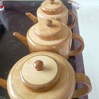 An jun sheng bamboo teapot hotel restaurant household old-fashioned tea making new high temperature carbonized bamboo teapot single pot trendy bamboo products diameter about 12cm* capacity 400ml