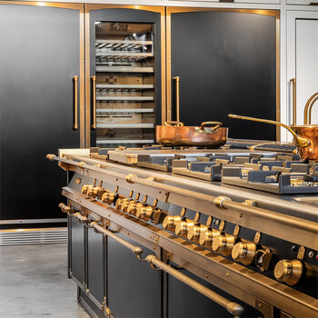 Funwudou customized officine gullo same style open overall cabinet light luxury kitchen open stainless steel kitchen cabinet design deposit