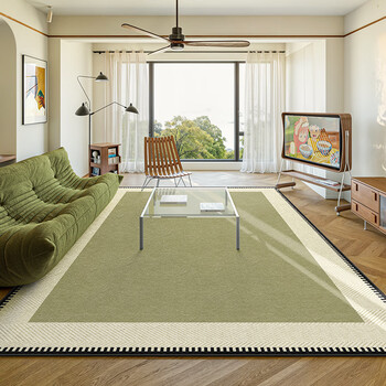 Y u-live carpet living room green 2025 new no-wash wipeable bedroom bedside light luxury high-grade waterproof and anti-fouling sofa floor mat s imitation cashmere-water clear and shallow 140 200cm 0 formaldehyde no odor