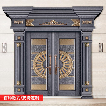 Wen yijia anti-theft door home entrance door villa door entrance door sub-mother door double door zinc iron alloy custom courtyard door brushed gold door
