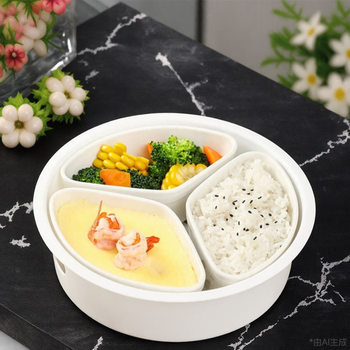 Muziqiu food-grade steaming bowl with lid, steamed egg bowl, ceramic stew pot, steaming cup, steamed egg cup, soup pot, steamed egg custard, stewed egg special bowl, small fan-shaped bowl without lid*3, pot 19cm suitable, large and small fan-shaped bowls and lids are all food-grade ceramics