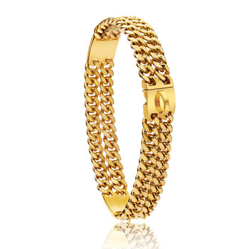 Vieruodis large bully dog collar double reinforced stainless steel double chain pet golden dog chain neck cover traction chain dog walking golden collar length 55cm (recommended neck circumference 50-54cm)