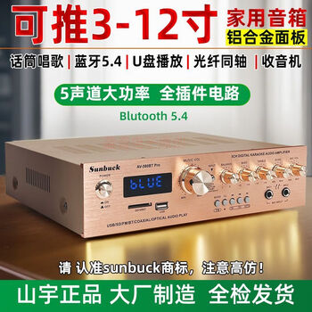 Shanyu 2025 new high-power five-channel bluetooth fiber coaxial decoding amplifier supports u disk bluetooth playback gold 580pro high power new model