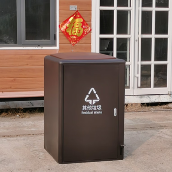 Outdoor classification foot-operated 100120240l steel and wood trash can large capacity residential area commercial special shot 60 60 105
