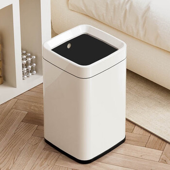 Bailu living room trash can household 2025 new kitchen bedroom high-looking removable sanitary hidden wheeled trash can large cream white 10l + a set of hidden wheels