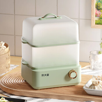 Chuidahuang double-layer knob electric steamer home egg boiler steaming easy storage children's breakfast machine cdhzg02051 inch shallow 1cm inch light green