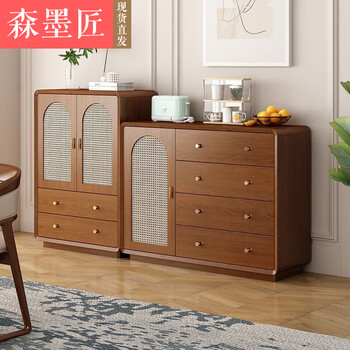 Senmojiang new chinese rattan bucket cabinet rounded corner tea cabinet wine cabinet living room wall multifunctional storage cabinet home storage cabinet sideboard length 106cm height 90cm install by yourself