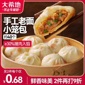 Daxi delicacy collection handmade old noodles and fresh meat xiao long bao 1000g about 40 pieces shengzhou style steamed bun breakfast semi-finished product