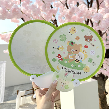 Hello kitty hellokitty folding fan portable reflective plate small fan hellokitty carry-on girl reflective folding fan - four-leaf clover rilakkuma