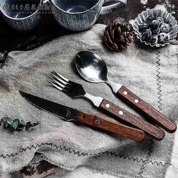 Zhaoran german imported quality creative stainless steel western steak knife, fork and spoon japanese simple solid wood handle rosewood knife and fork