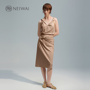 Neiwai detachable metal buckle knotted vest/straight pants/skirt nw251wb3210-4120-4311 twisted vest-taupe s