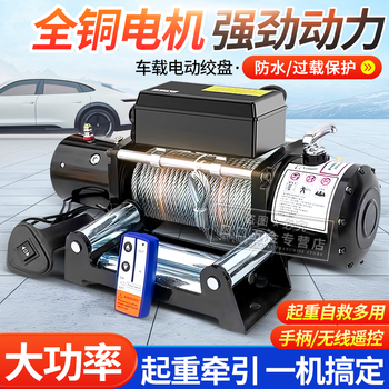 Honglue electric winch 12v off-road vehicle car self-rescue winch 24v electric hoist vehicle-mounted winch small crane 3500 pounds enhanced 12v (wire control + remote control)