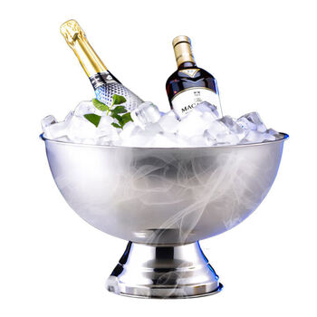 Large stainless steel champagne basin ice bucket bar ice cube ice cold beer red ice cube ice bucket silver