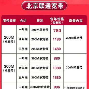 China unicom china unicom beijing unicom single-width service 200-300m broadband service china unicom 880/one year broadband 300m