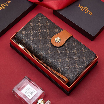 Kuqi bag light luxury women's bag 2025 new summer mid-length printed wallet old money style dark brown sf43215832