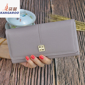 Kangaroo wallet women's long large capacity simple wallet 2025 new fashion versatile wallet atmospheric student coin purse light gray