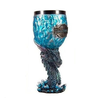 Aui game of thrones beer mug creative viking blackjack draft beer mug with handle ceramic embossed cup bar personality blue dragon goblet