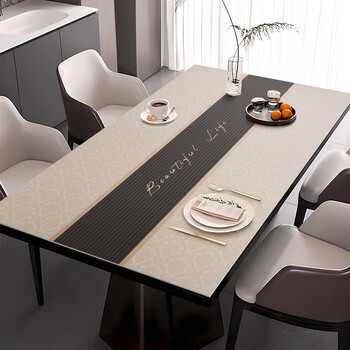 Chengyang coffee table tablecloth, high-end, high-end, waterproof, oil-proof, anti-scalding, light luxury dining table mat 2025 new style, heat-insulating, wash-free desktop, gilded, 80*130cm