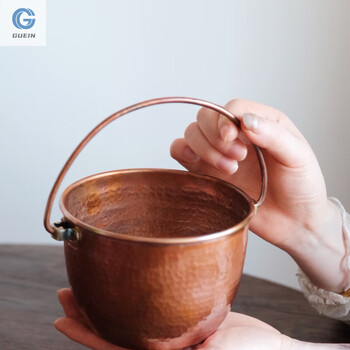 Guein mini small ice bucket copper tea pot camping instant noodle pot cute charcoal bucket tea dregs bucket storage bucket flower arrangement device fire color handle
