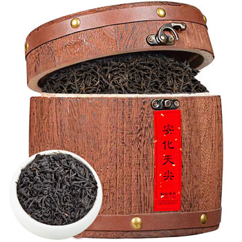 Tianwang black tea hunan anhua authentic anhua black tea authentic tianjian fu tea anhua black tea bulk 500g gift box anhua black tea-tianjian 500g gift box wooden barrel +1 gift bag