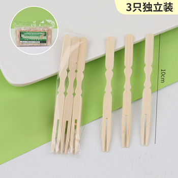Yong huan disposable bamboo fruit fork bamboo fork household cake dessert small fork independently packaged environmentally friendly bamboo stick fruit thorn 8.8cm independent 1 pack 1 pack of 100