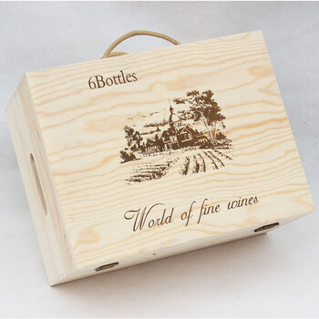 Red wine wooden box six-pack wine box six-pack gift box solid wood red wine box red wine box wine box b pine six-pack